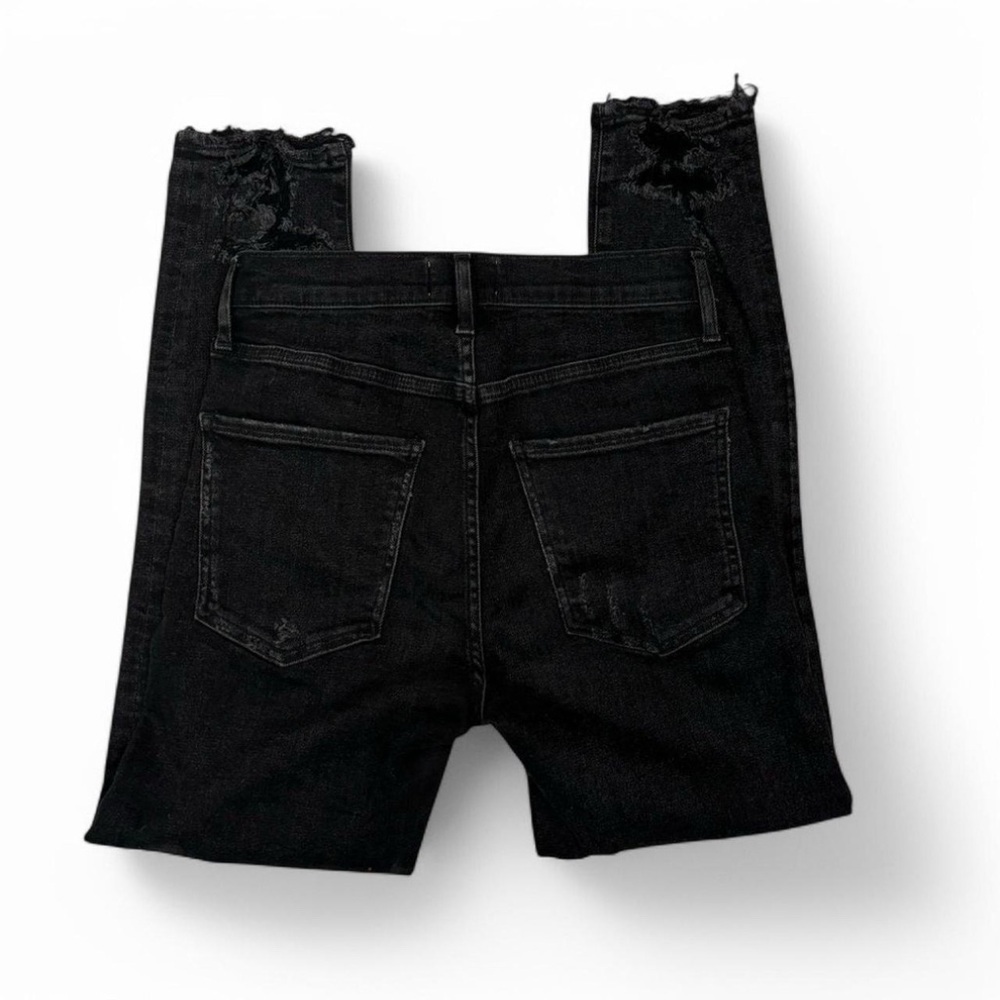 AGOLDE Sophie Crop Skiny Jeans 27 Black Distressed High Rise Stretch Denim